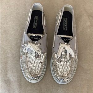 Silver sequined Sperrys